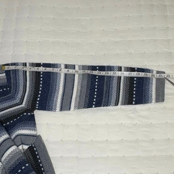 VTG Dressbarn Fair Isle Full Zip Hoodie Sweater Women's M Blue Gray White - Picture 11 of 12